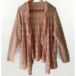 Vintage Linda Lundstrom Blush Pale Pink /white Lace Crochet Wrap Top Art to Wear